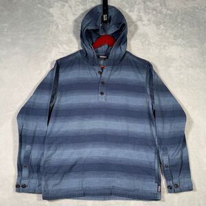 Patagonia Hoodie‎ Mens S Blue Striped Lightweight Fjord Flannel Pullover Henley